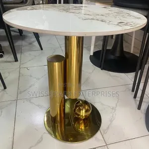 Luxury Round Marble Side Table With Gold Base – Modern Accent Table