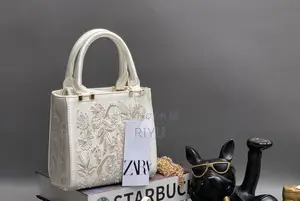 Zara Ivory Embroidered Faux Pearl Handbag