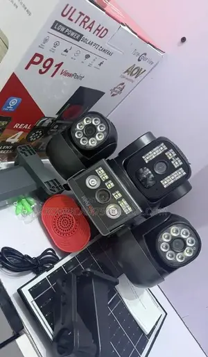 4 Multi Lens Solar PTZ Outdoor Security Camera - Dual Solar Panels