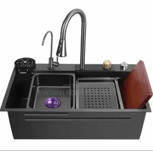 Multifunctional Black Kitchen Sink With Pull-Out Faucet