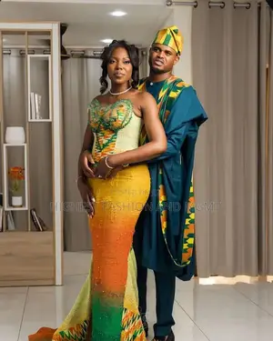 Kente-Panel Corset Gown Men’S Geometric Agbada