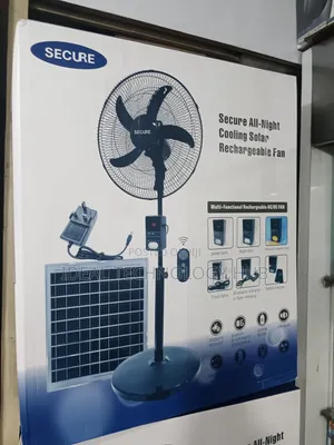 Secure All Night Cooling Rechargeable Fan With Solar Panel