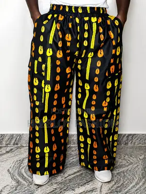 Unisex Ankara Cargo Pants/Round Neck Shirt