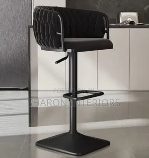 Woven Back Velvet Bar Stool