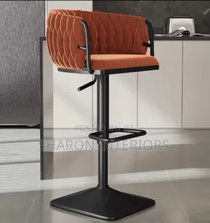 Woven Back Velvet Bar Stool
