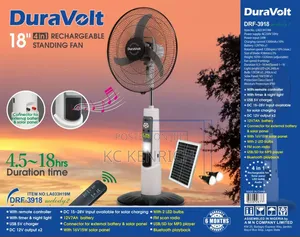 Duravolt Rechargeable Standing Fan 18inch With Solar N Bluetooth