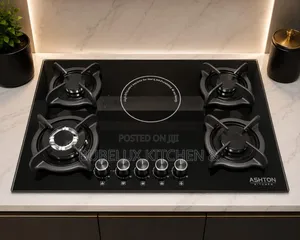 Brand New 5-Burner Built-in Gas Hob Cooker - Tempered Glass.