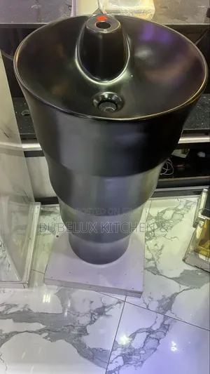 Brand New Luxury Matte Black One-Piece Pedestal Basin