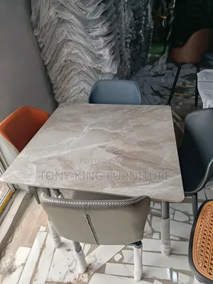 Dining Table Set 4-Chair With Orange and Gray Leatherette Upholstery