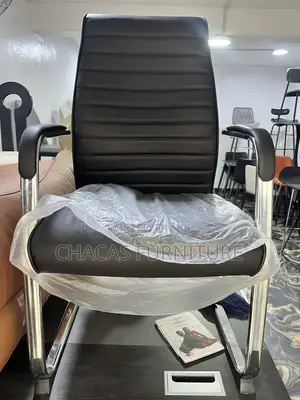 Executive Ribbed Leather Visitor Chair -Brand New Cantilever Sled Base