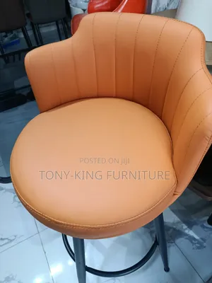 Imported Orange Faux Leather Bar Stool With Ergonomic Backrest Swivel