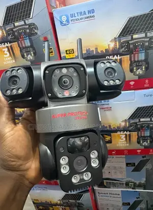 Original V380 Pro Complete 3 Lens 4g Enabled Solar Camera Ultra Ahd
