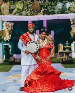 Structured Red Bridal Gown Men’S White Traditional Agbada