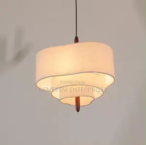 Premium 3-Tier Layered Fabric Pendant Light – Warm Ambient Japandi