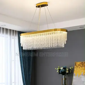 Luxury Gold Crystal Chandelier – Premium Oval Tassel Dining Living