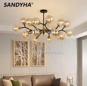 Luxury Sandyha Modern Molecular Chandelier – Premium Amber Glass