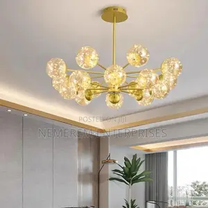 Luxury Gold Firefly Chandelier – Premium Starry Sky Gypsophila Glass
