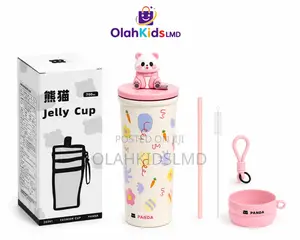 Panda Jelly Cup With Straw Bowl Lid, 700ml, Cute Kids Tumbler