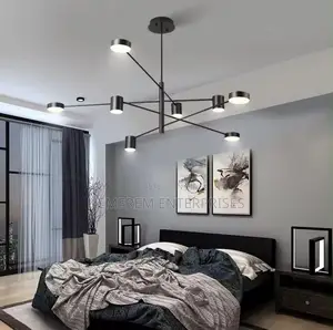 Nordic Minimalist 8-Light Led Chandelier – Modern Matte Black Ceiling