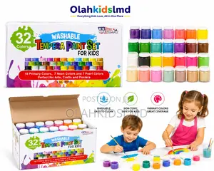 Us Art Supply 32-Color Washable Tempera Paint Set for Kids