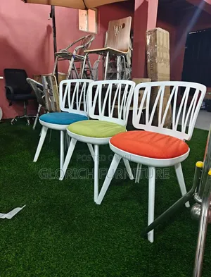 White Slatted Dining Chair – Cushioned Seat, Multiple Colours