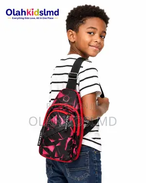 Kids Sling Backpack – Crossbody Sport Bag, Black Red Print