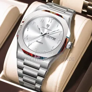 Poedager Wrist Watch Analog and Digital Sliver With Sliver Face