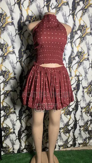 Two Pieces Smoky Top and Bubble Skirt