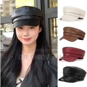 Unisex Faux Leather Newsboy Caps Beret