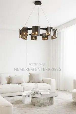 Luxury Modern Round Smoky Glass Ring Chandelier