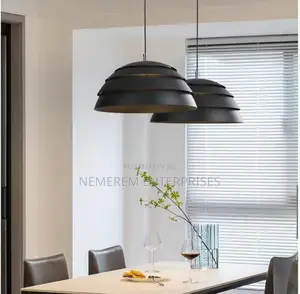Nordic Minimalist Layered Dome Pendant Light (Matte Black)