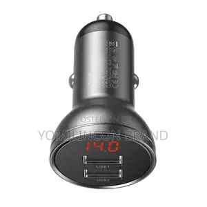Baseus Digital Display Dual USB 24w Car Charger - Grey