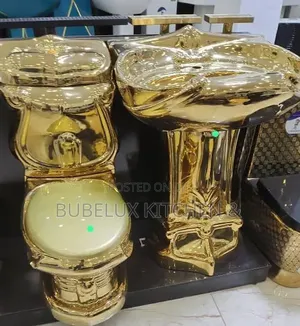 Brand New Royal Gold Toilet+ Pedestal Basin Set - Palace Luxury Design