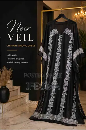 Noir Veil Chiffon Kimono
