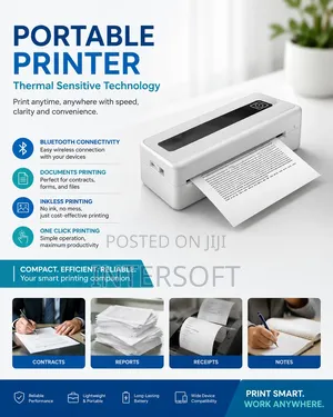 Wireless Thermal Printer, USB Bluetooth Portable Inkless Rechargable
