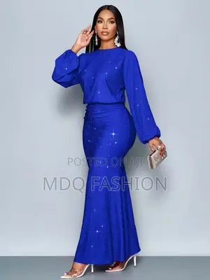 Luxury Royal Blue Shimmer Maxi Dress