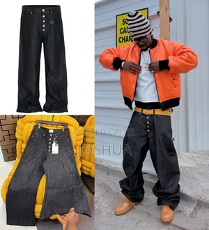 Luxury Baggy Button Fly Jeans - Dark Indigo Wide Leg