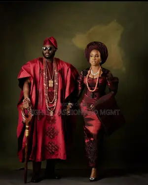 Structured Velvet Lace Crimson Gown Tailored Crimson Agbada