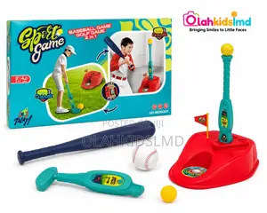 2-in-1 Baseball Golf Sport Game Set – Indoor/Outdoor, Ages 3+