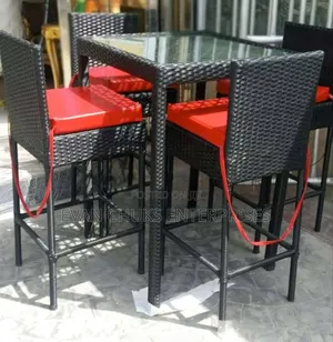 High Rattan Restaurant Chair and Table