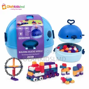 2-in-1 Whale Building Blocks Backpack Case – Kids Toy, Portable