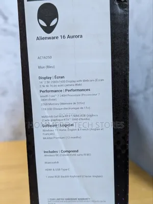 New Laptop Alienware 16 Aurora 32GB Intel Core 7 SSD 1T