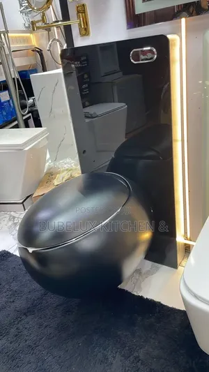 Brand New Matte Black Egg Shape WC With Black Glass Tank -Luxury Set