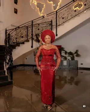Crimson Lace Gown Tailored Traditional Crimson Agbada