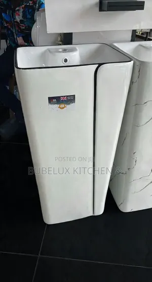 Brand New NEW IDEAL Pedestal Basin - White With Black Trim