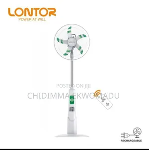 Lontor 16" Rechargeable Standing Fan With 20w Solar Panel