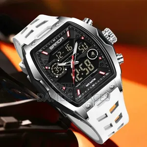 Sanda 7388 Tonneau Dual-Display Sport Unisex Wristwatch