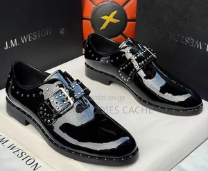 Men's Black Patent Leather Monk Strap Dress Shoes With Studs
