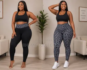 Leopard Skin Pattern/Plain Black Thick Stretchy Leggings