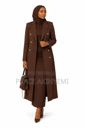 High QualityLong Double Breasted Blazer Inner/Skirts With Gold Button